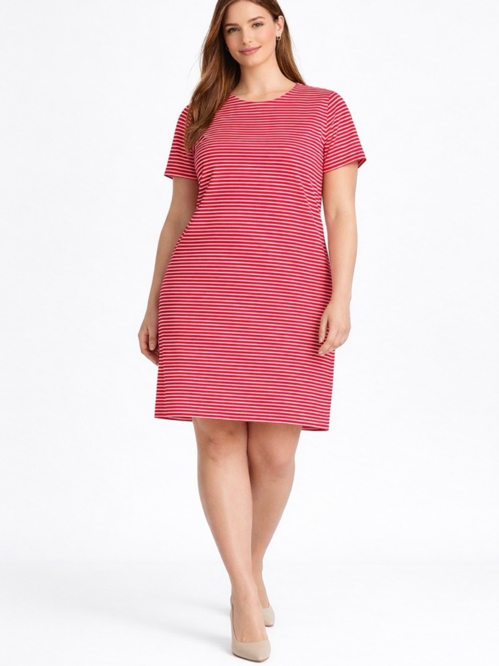 Ann Taylor Red and White Striped Dress